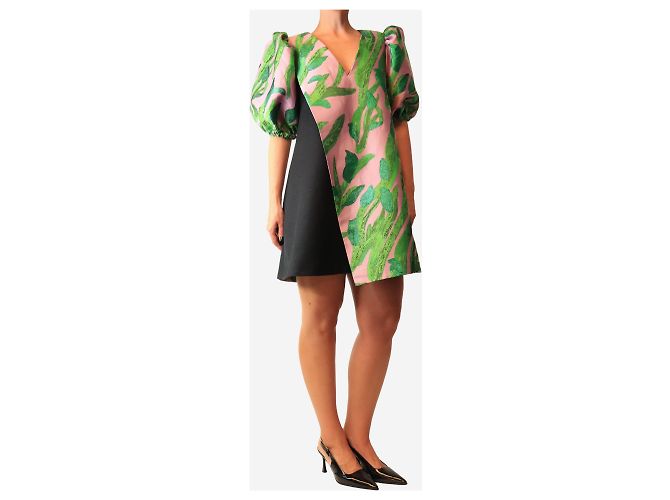 Autre Marque Mini vestido rosa con mangas abullonadas y estampado de hojas - size UK 8 - vista 3