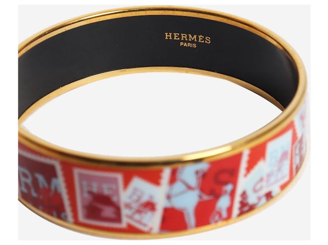 Hermès Pulsera impresa en esmalte rojo y dorado Roja - vista 2