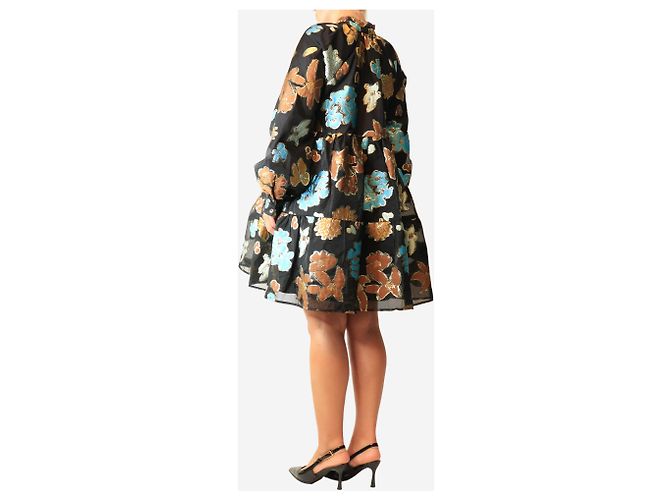 Autre Marque Lurex Mini-Kleid mit buntem Blumenprint - size UK 8 Mehrfarben - Ansicht 2
