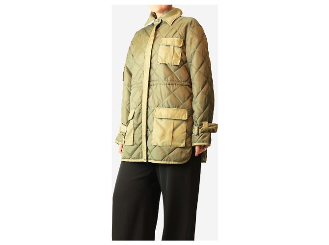 Ganni Giacca trapuntata oversized in Ripstop Kalamata - size UK 6 Verde - vista 3