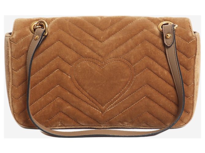 Gucci Borsa a tracolla GG Marmont in velluto matelassé Taupe Marrone - vista 2