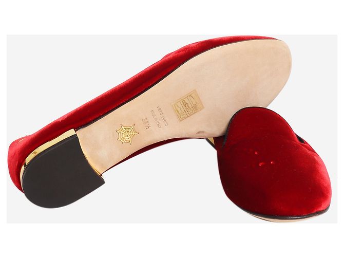 Charlotte Olympia Rote Samt-Loafer - size EU 38.5 - Ansicht 5