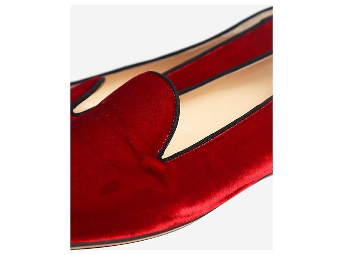 Charlotte Olympia Rote Samt-Loafer - size EU 38.5 - Ansicht 6