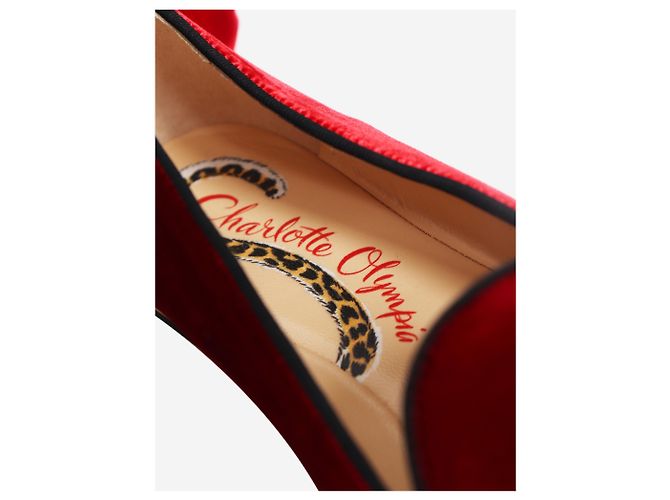 Charlotte Olympia Rote Samt-Loafer - size EU 38.5 - Ansicht 7