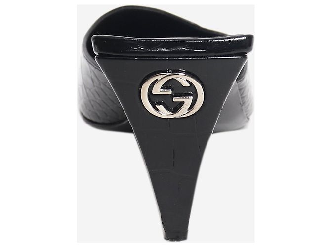 Gucci Mules aus schwarzem Leder in Krokoprägung - EU 38 - Ansicht 3