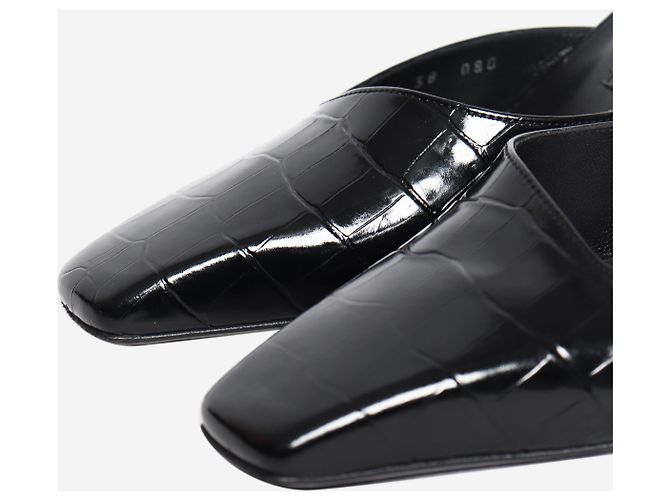 Gucci Mules aus schwarzem Leder in Krokoprägung - EU 38 - Ansicht 4