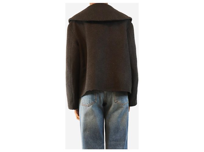 Ganni Charcoal cropped wool-blend jacket - size UK 6 Grey - view 2