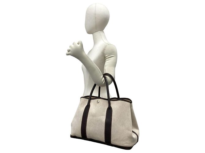 Hermès Borsa a mano Hermes Garden Party Toile H Buffle Tote Bag Marrone Crudo - vista 2