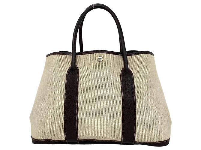 Hermès Borsa a mano Hermes Garden Party Toile H Buffle Tote Bag Marrone Crudo - vista 3