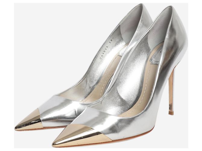 Dior Pointed chrome leather heels - size EU 38.5 (UK 5.5) Silvery - view 2