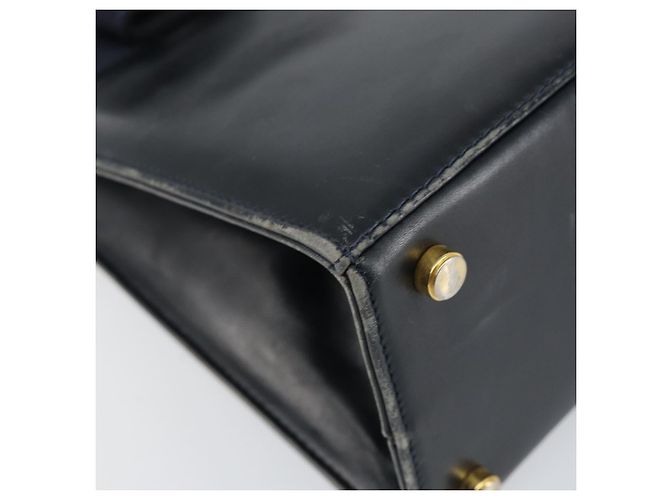 Salvatore Ferragamo Vala Hand Bag Leather Navy Gold - vista 14