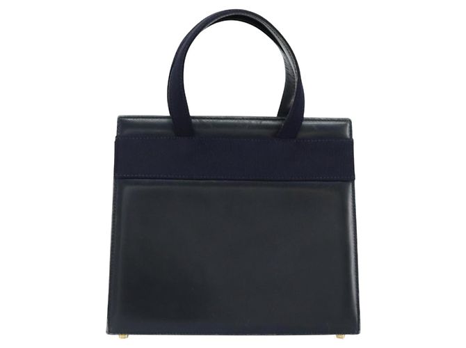 Salvatore Ferragamo Vala Hand Bag Leather Navy Gold - vista 2