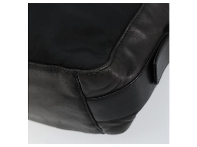 PRADA Schultertasche Nylon Leder Schwarz Silber - Ansicht 15