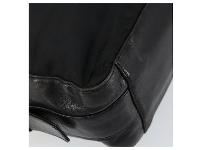 PRADA Schultertasche Nylon Leder Schwarz Silber - Ansicht 16