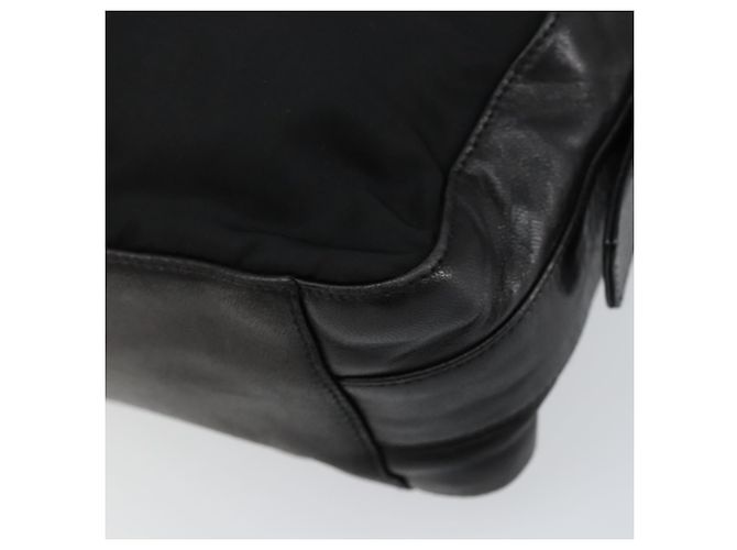 PRADA Schultertasche Nylon Leder Schwarz Silber - Ansicht 17