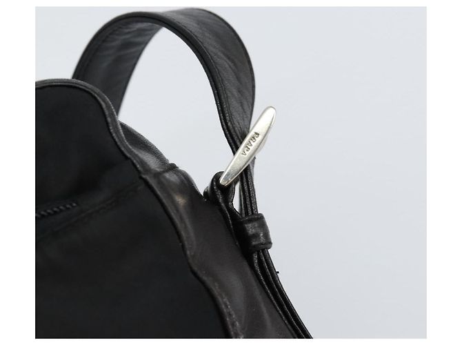PRADA Schultertasche Nylon Leder Schwarz Silber - Ansicht 19