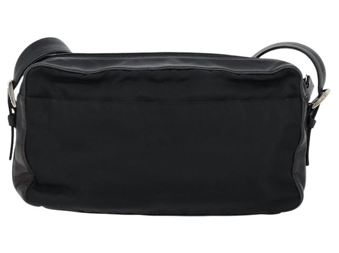 PRADA Schultertasche Nylon Leder Schwarz Silber - Ansicht 2