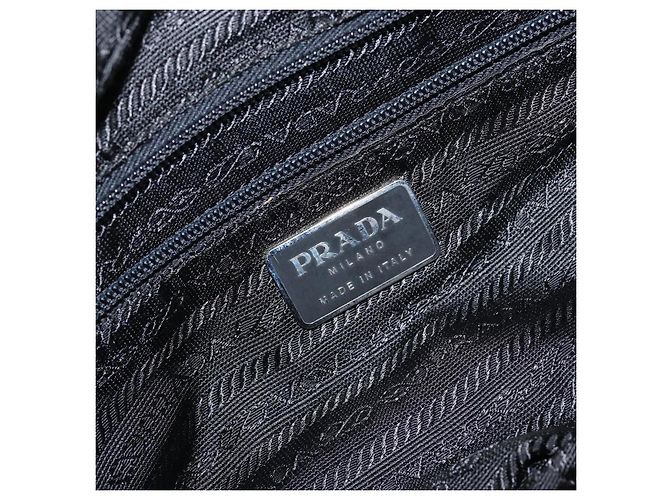 PRADA Schultertasche Nylon Leder Schwarz Silber - Ansicht 22