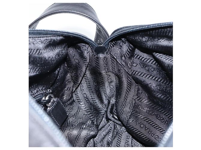PRADA Schultertasche Nylon Leder Schwarz Silber - Ansicht 23