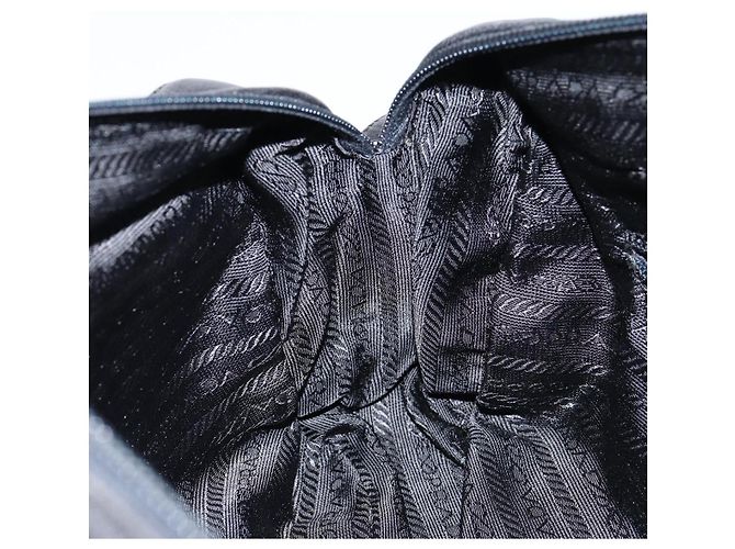 PRADA Schultertasche Nylon Leder Schwarz Silber - Ansicht 24