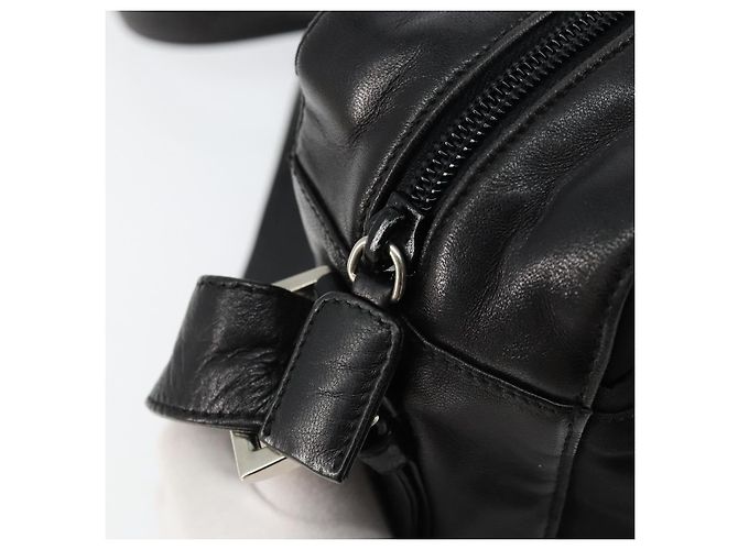 PRADA Schultertasche Nylon Leder Schwarz Silber - Ansicht 8