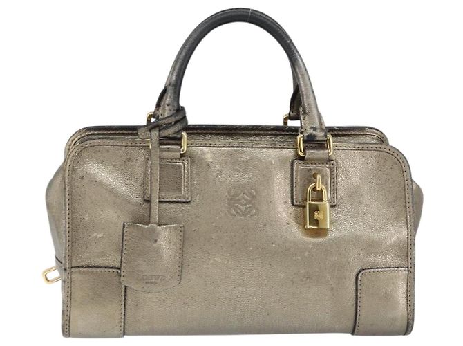 LOEWE Anagram Americana 28 Hand Bag Leather Gold - vista 13