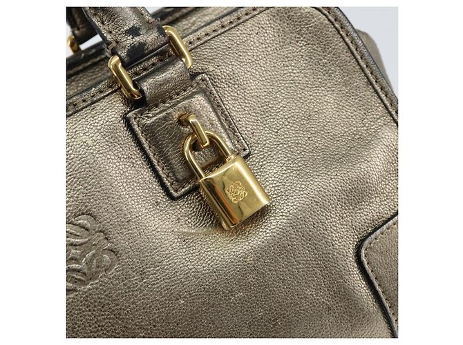 LOEWE Anagram Americana 28 Hand Bag Leather Gold - vista 17