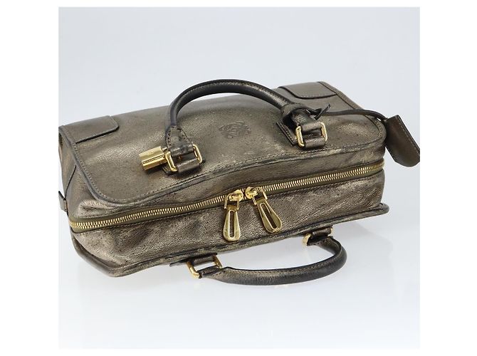 LOEWE Anagram Americana 28 Hand Bag Leather Gold - vista 6