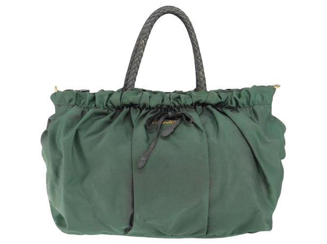Sac à main PRADA Nylon Vert Or - vue 13
