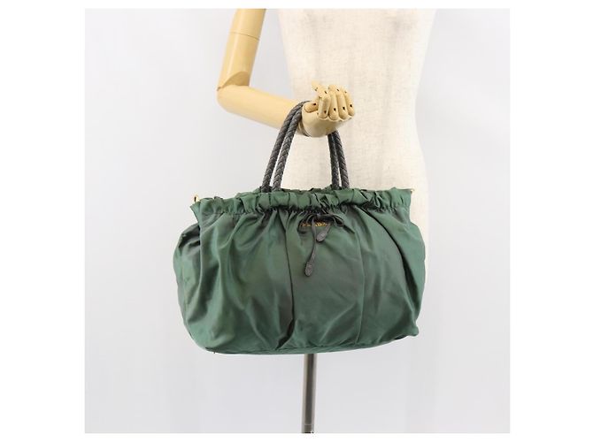 Sac à main PRADA Nylon Vert Or - vue 23