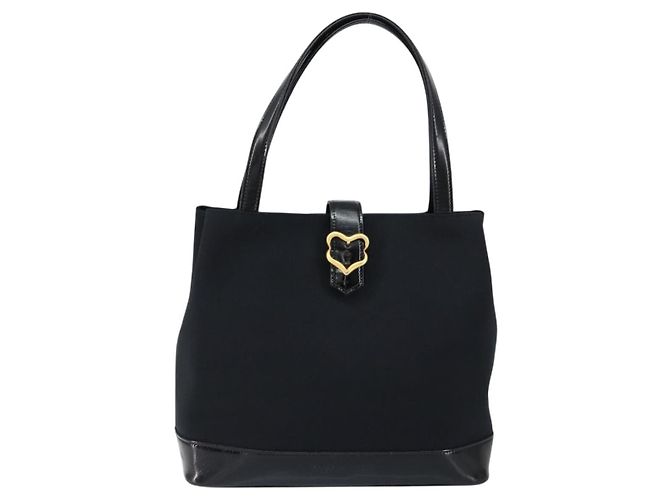 Autre Marque SAINT LAURENT Hand Bag Nylon Enamel Black Gold - vista 13