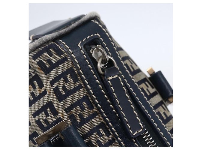 FENDI Zucchino Canvas Handtasche Navy Silver - Ansicht 17