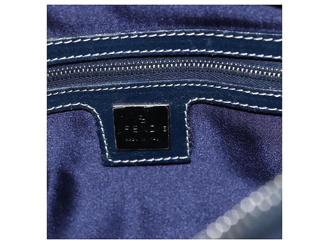 FENDI Zucchino Canvas Handtasche Navy Silver - Ansicht 18