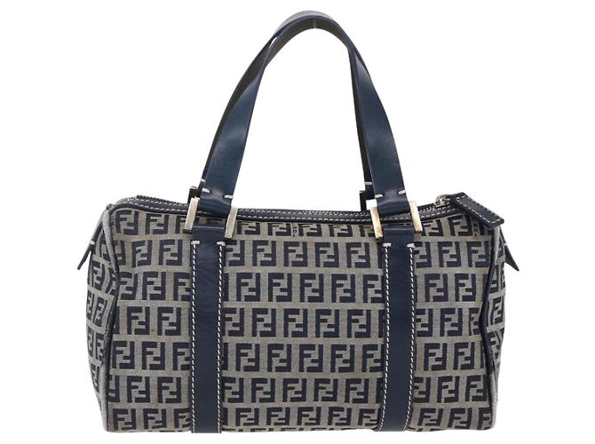FENDI Zucchino Canvas Handtasche Navy Silver - Ansicht 2