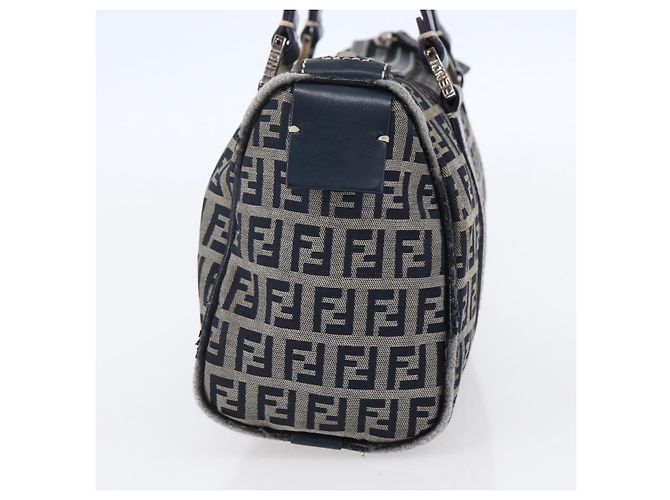 FENDI Zucchino Canvas Handtasche Navy Silver - Ansicht 4