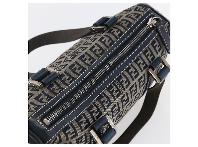 FENDI Zucchino Canvas Handtasche Navy Silver - Ansicht 6
