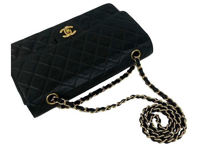 Borsa a tracolla 2-way Chanel in pelle di vitello grana nera Nero - vista 4
