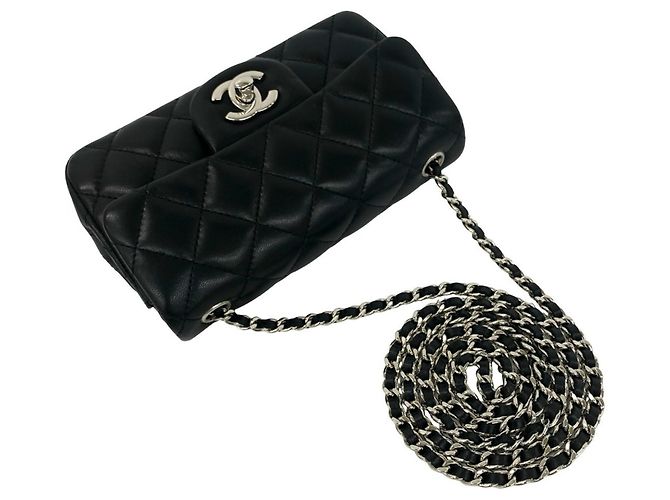 CHANEL Matelassé Coco Mark Schultertasche aus Lammleder Schwarz - Ansicht 4