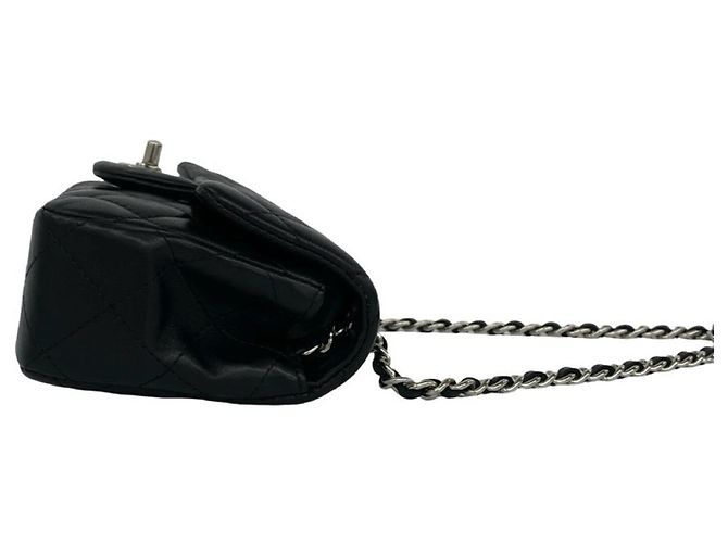 CHANEL Matelassé Coco Mark Schultertasche aus Lammleder Schwarz - Ansicht 6
