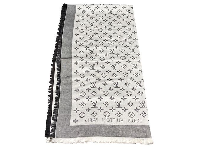 Louis Vuitton Monogram Silk Wool Shawl Brown - view 8