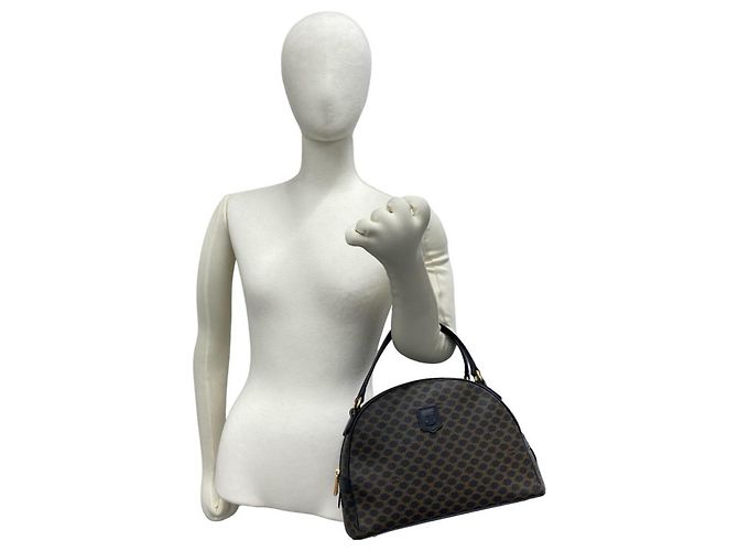 Céline CELINE Vintage Macadam Blazon Pattern Handbag Brown Black - view 2