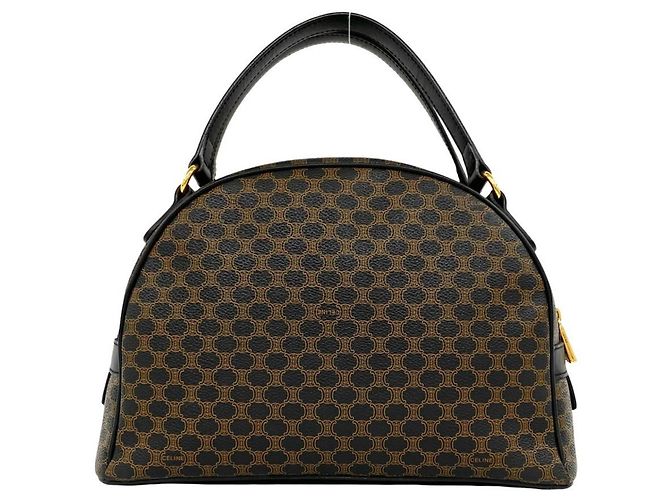 Céline CELINE Vintage Macadam Blazon Pattern Handbag Brown Black - view 3