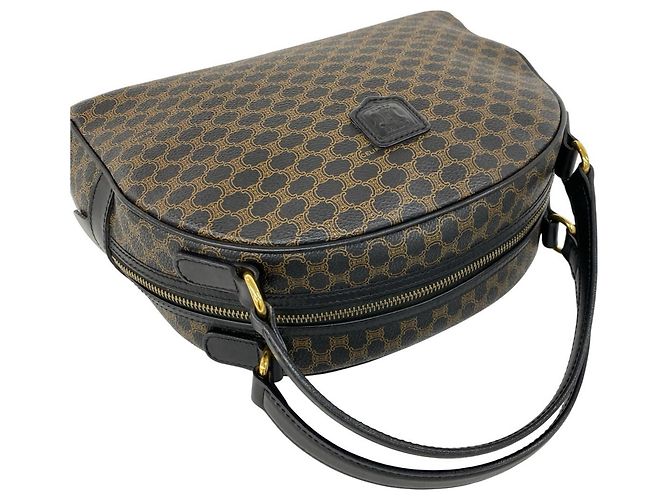 Céline CELINE Vintage Macadam Blazon Pattern Handbag Brown Black - view 4