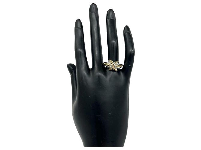 Autre Marque Anello Tiffany Vintage Signature Band Ring Argento D'oro - vista 2