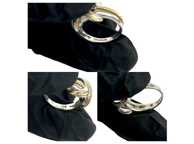 Autre Marque Anello Tiffany Vintage Signature Band Ring Argento D'oro - vista 3