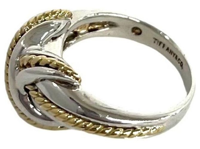 Autre Marque Anello Tiffany Vintage Signature Band Ring Argento D'oro - vista 4