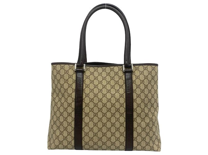 Borsa Tote in pelle Gucci GG Supreme Logo Marrone - vista 3