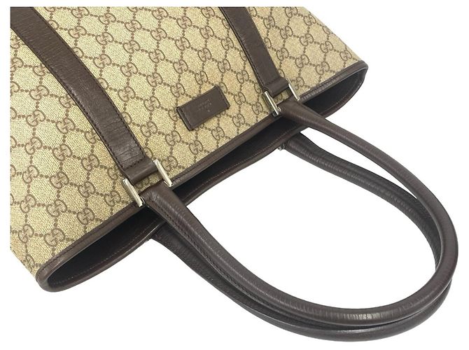 Borsa Tote in pelle Gucci GG Supreme Logo Marrone - vista 4