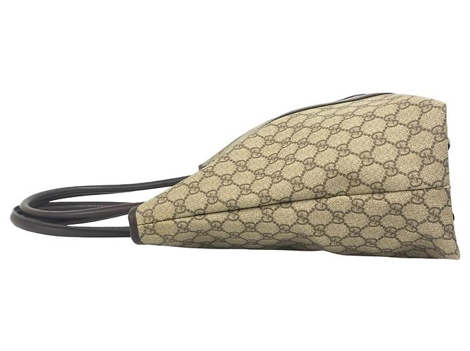 Borsa Tote in pelle Gucci GG Supreme Logo Marrone - vista 5