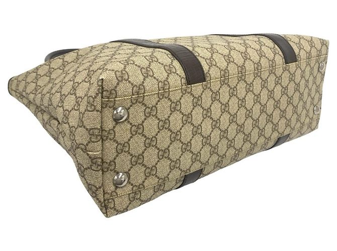 Borsa Tote in pelle Gucci GG Supreme Logo Marrone - vista 7